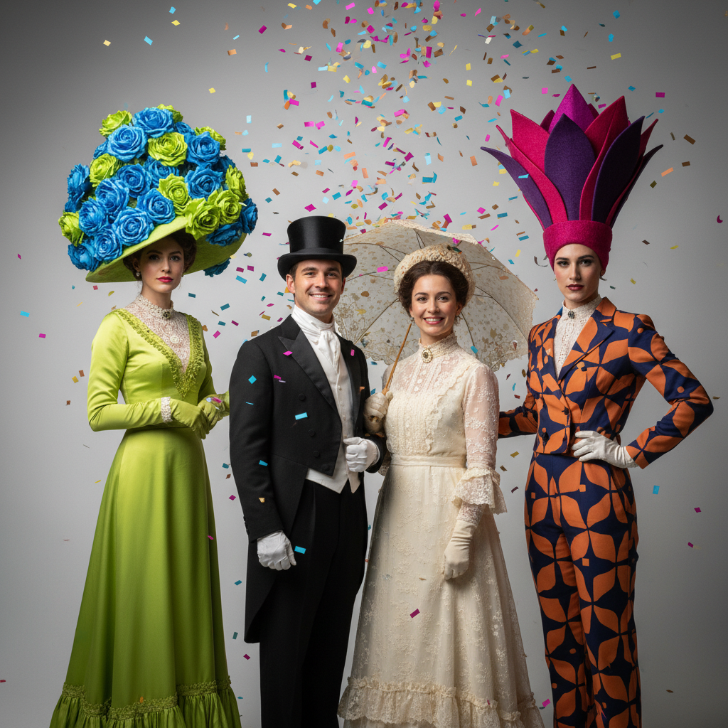 A lively gathering with elegantly dressed people at a Kentucky Derby event
