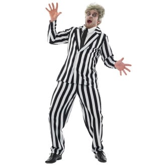 Mens Black & White Suit Ghost Costume