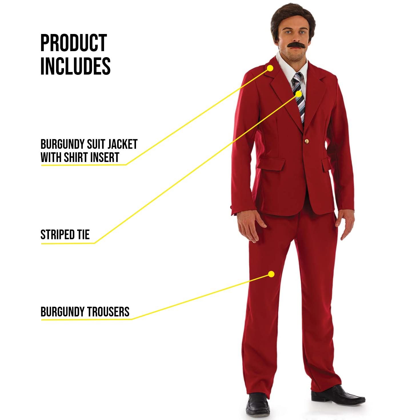ron burgundy dress up Mens News Anchor Costume collection_seo-champagne Louis Vuitton Black Dress Size:36/38