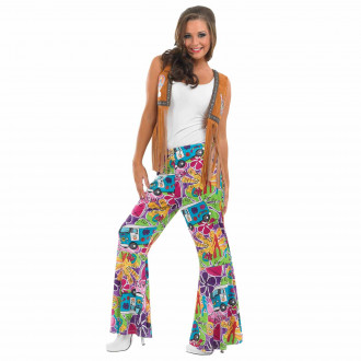 Womens Hippie Patterned Flares Costume