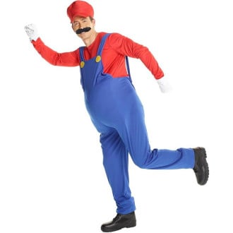 Mens 90s Video Game Red Plumber Costume