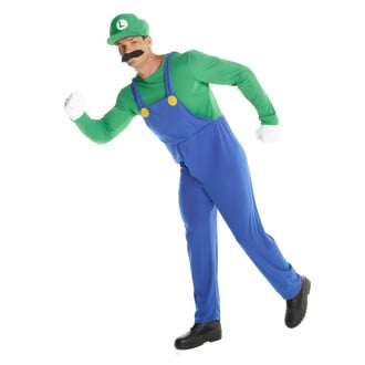 Mens 90s Video Game Green Plumber Costume