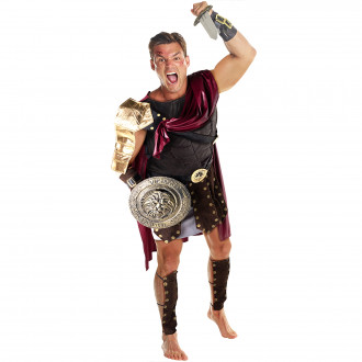 Mens Brown Roman Gladiator Fancy Dress Soldier Costume