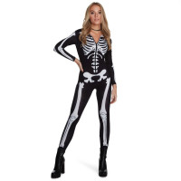 Womens Skeleton Zipper Bodysuit