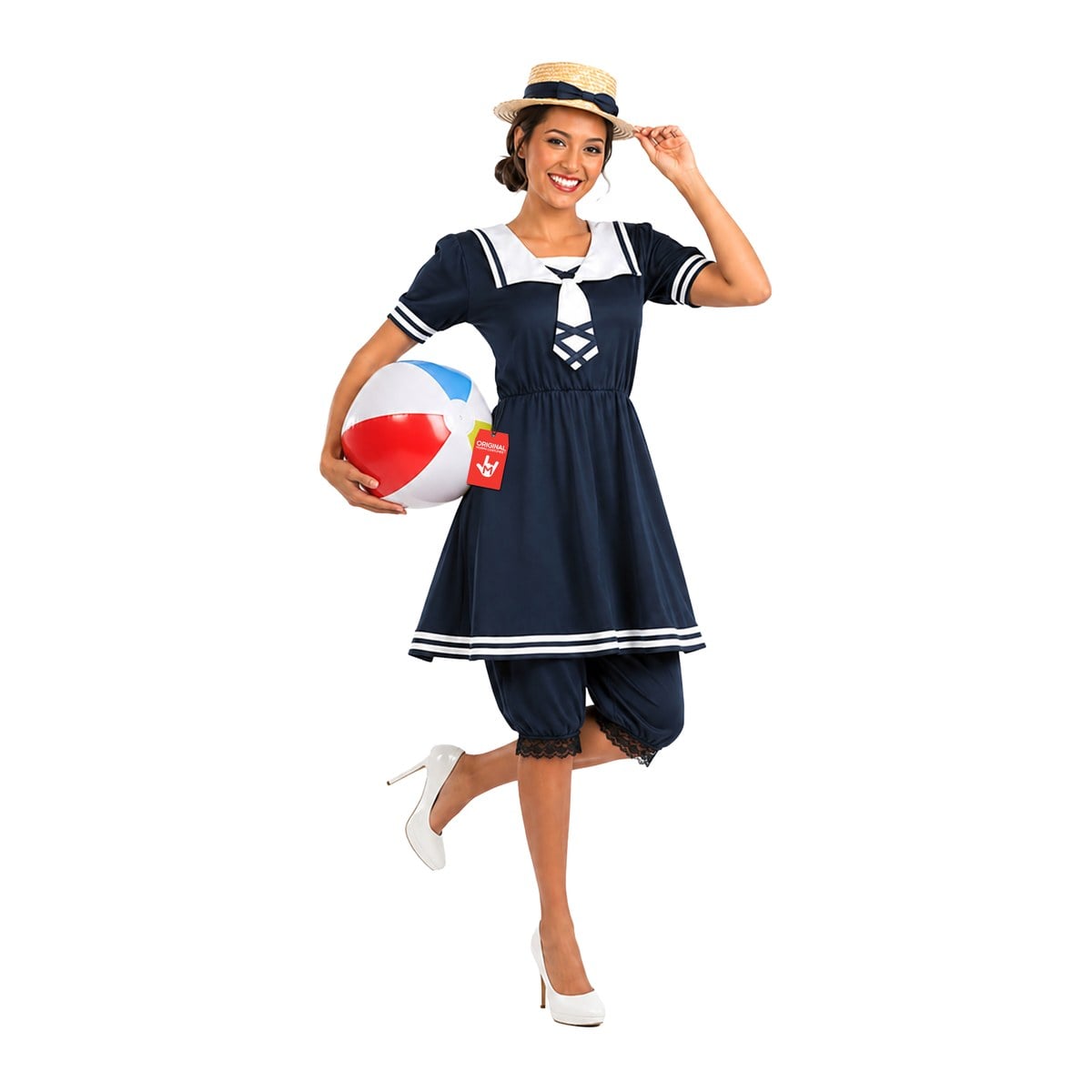 one piece dress for old lady Victorian Bathing Costume - Womens - 1800s Swimsuit - XXL - Navy parisian picks