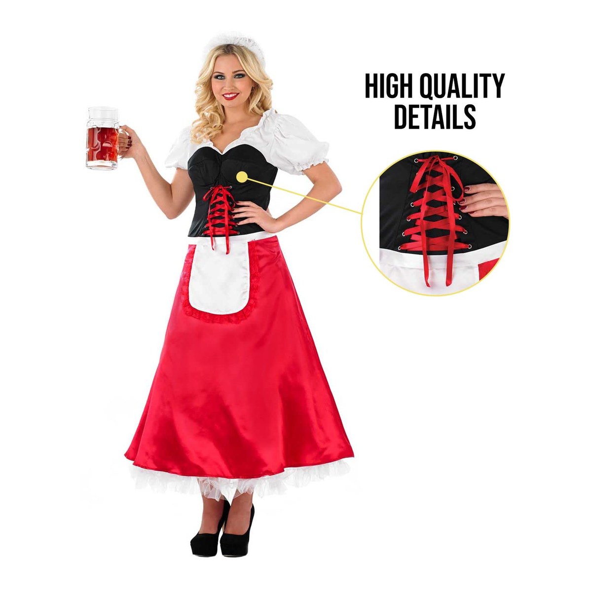 bavarian fancy dress ladies Dirndl Oktoberfest Costume red kaftan dress