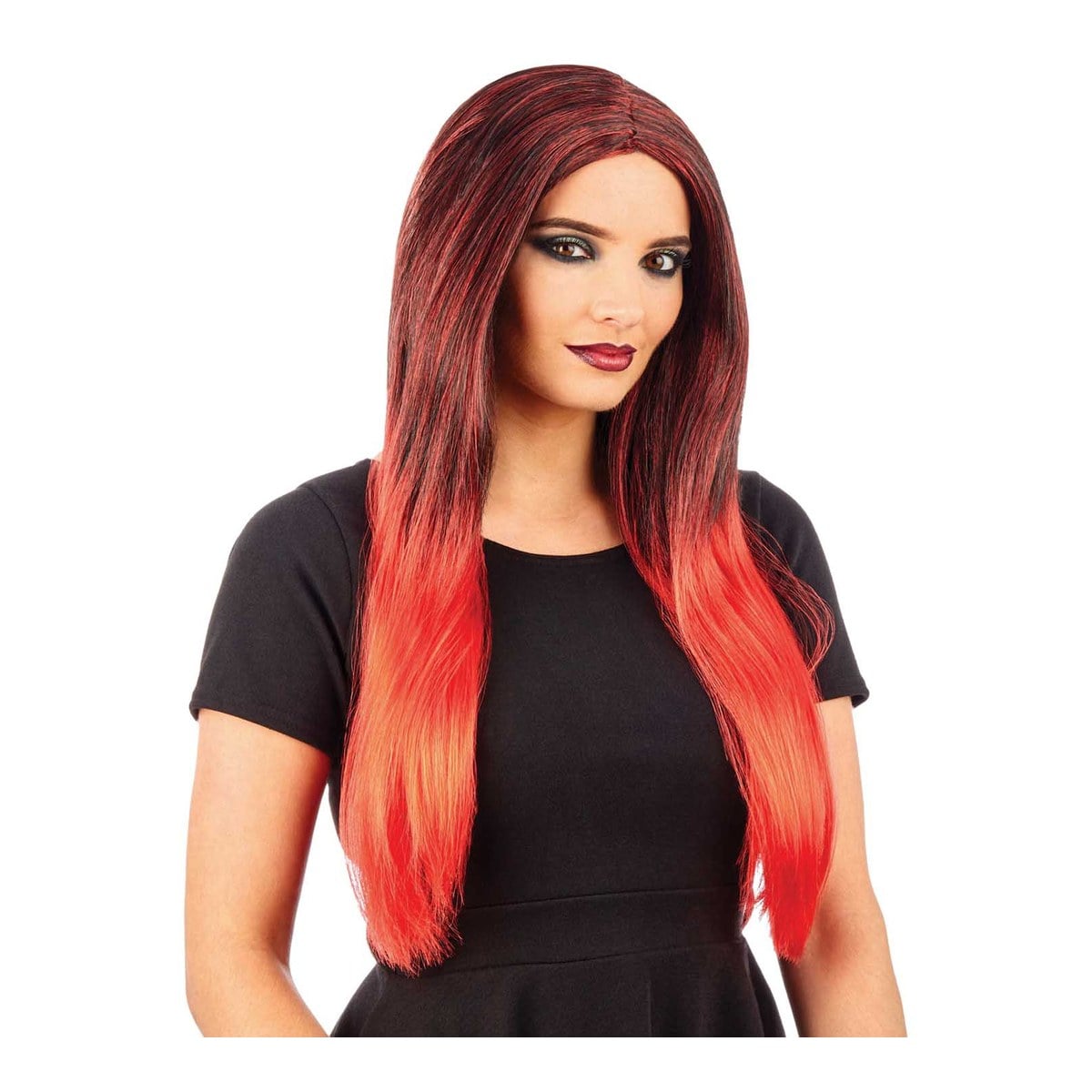 Black & Red Ombre Wig