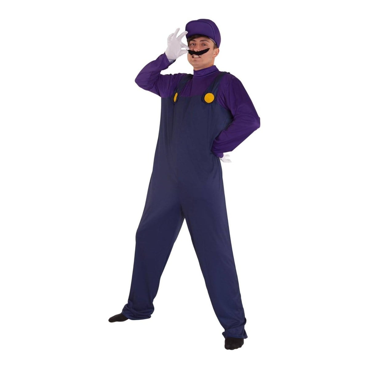 Mens 90s Evil Plumber Villain Costume Purple