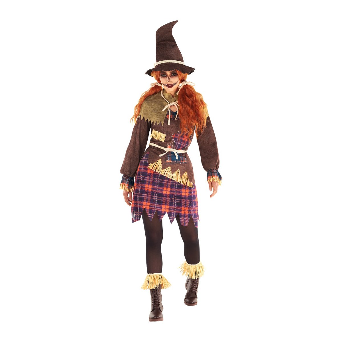 Women's Scarecrow Patch Dress Costume