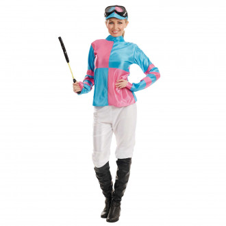 Womens Pink & Blue Jockey Costume