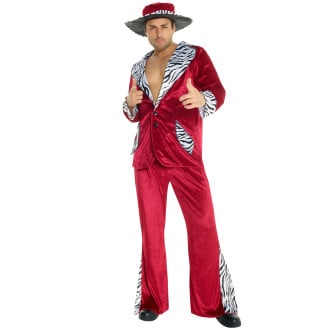 Pimp Daddy Costume For Men Burgundy