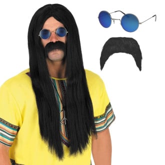 Long Black Hippie Wig
