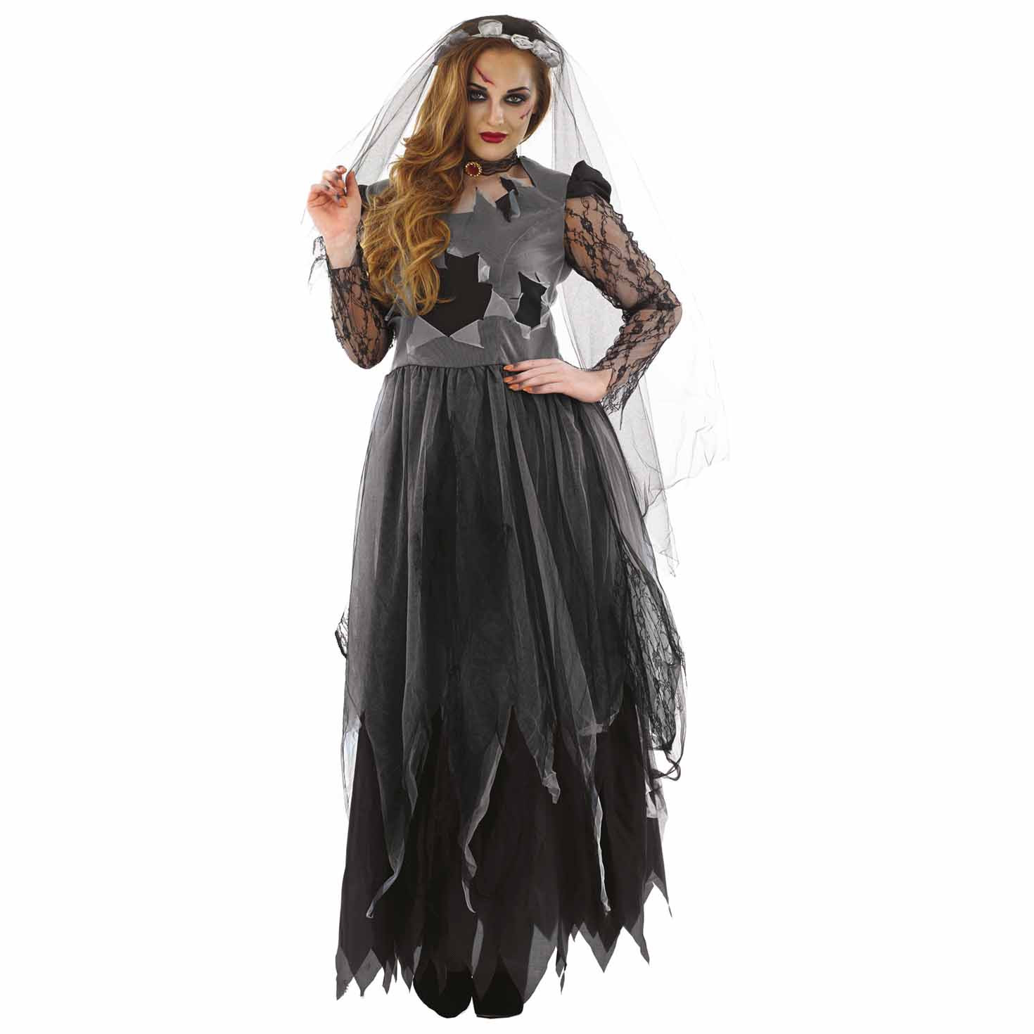 Childrens Halloween Gothic Red Vampire Bride Costume
