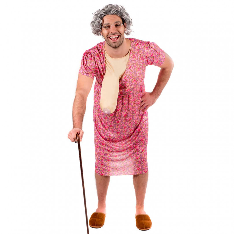 Mens Droopy Boobs Granny Costume