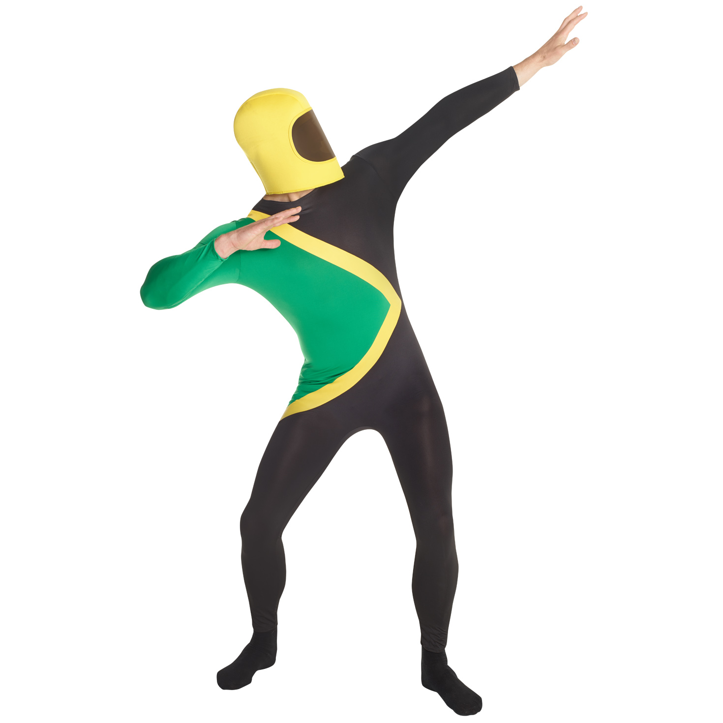 Jamaican Bobsleigh Team Morphsuit green full-body suit with matching helmet