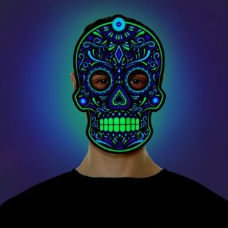 Adult Day of The Dead Skeleton Screaming Demon Mask