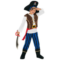 Kids Blue Stripe Pirate Costume