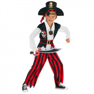Kids Red Stripe Pirate Costume