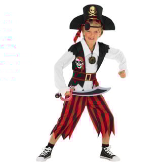 Kids Red Stripe Pirate Costume