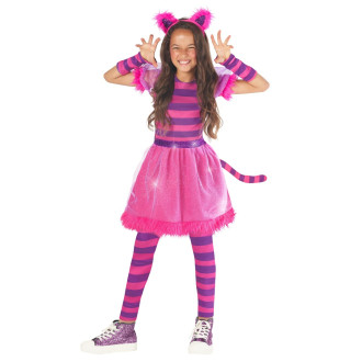 Girls Pink Striped Cat Dress Costume