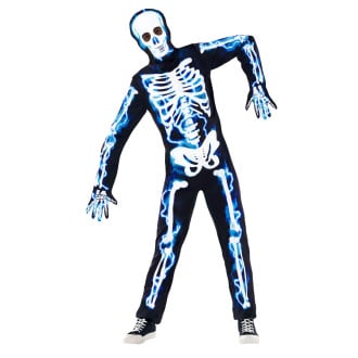 Skeleton Costume Electric Jumpsuit Mens