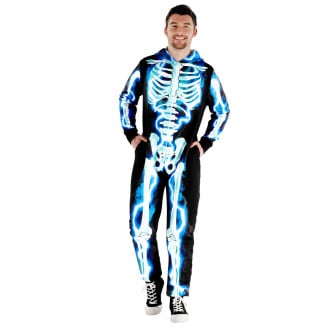 Skeleton Costume Electric Onesie Mens