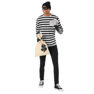 Mens Striped Burglar Costume