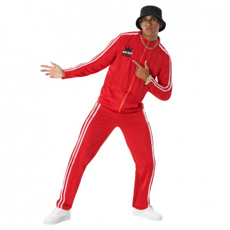Mens Old School Rapper Red Tracksuit Costume