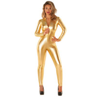 Womens Sexy Metallic Gold Bodysuit Costume