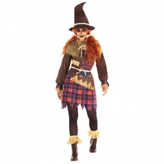 Womens Scarecrow Patch Dress Costume