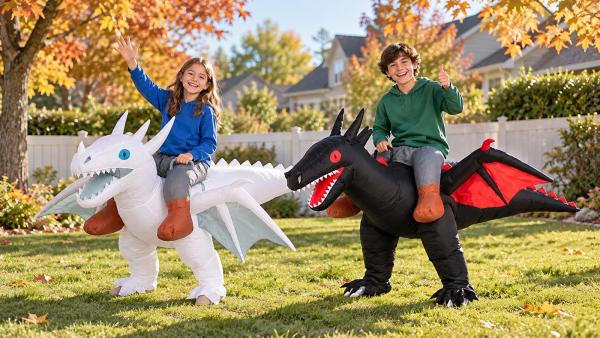 Black and White Dragon Costumes: Matching Pairs for Siblings and Friends