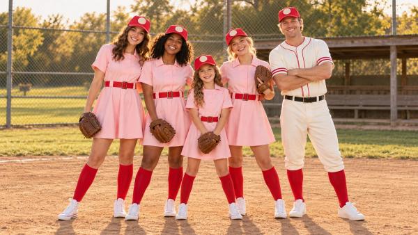 Retro Baseball Team Costume: 7 Pieces for the Whole Squad